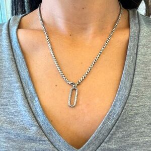 Sterling silver lock necklace with champagne diamonds